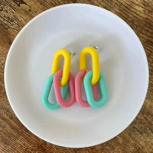 ❤️ NEW 2/$20 or 3/$25 Lightweight Acrylic Chain Earrings Pink/Yellow/Green